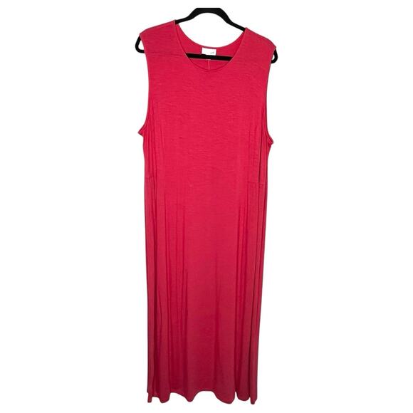 J. Jill Dress Size 2X Maxi Sleeveless Slinky Jersey Pomegranate Casual Pink NWT - Picture 1 of 7